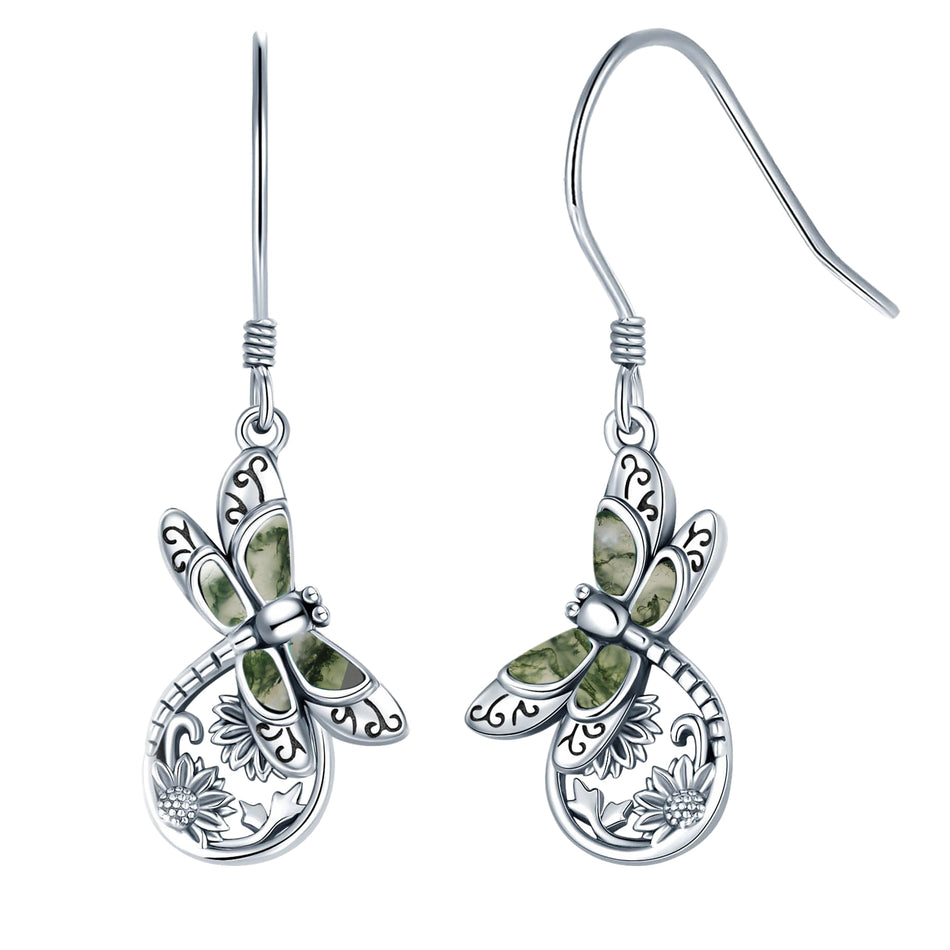 Sterling Silver Turquoise Dragonfly Dangle Earrings