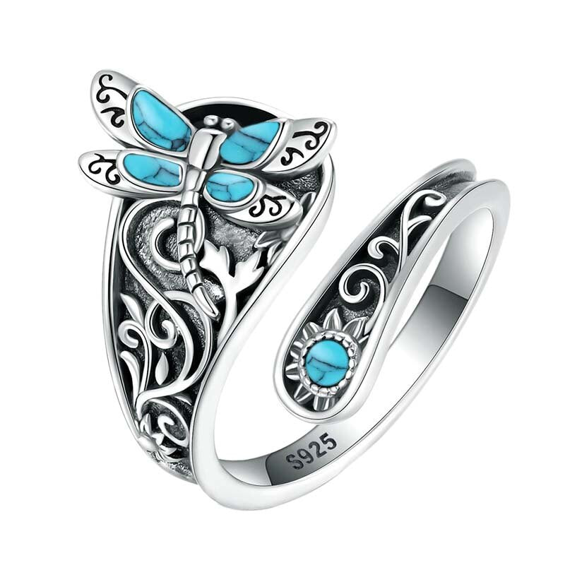 Sterling Silver Oxidized Dragonfly Butterfly Hummingbird Sea Turtle Anchor Cross Tree of Life Sunflower Spoon Ring