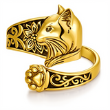Sterling Silver Cat Adjustable Spoon Ring for Women