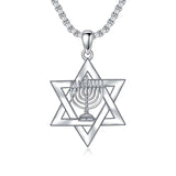 Sterling Silver Star of David Pendant Necklace for Men