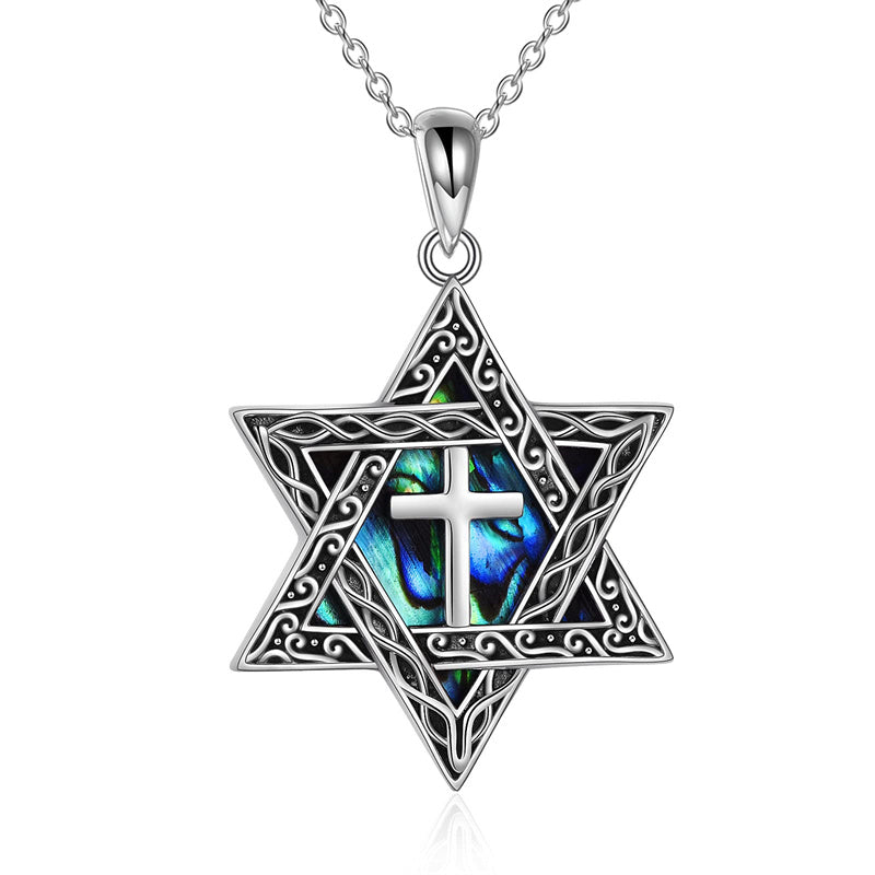 Sterling Silver Star of David Cross Peace Sign Tree of Life Star Pendant Necklace