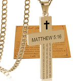 Stainless Steel Bible Verse Cross Necklace for Men with Cuban Chain