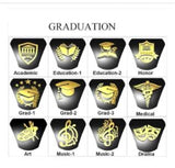 Sterling Silver Personalized Pattern Engraved Birthstone Class Ring for Women