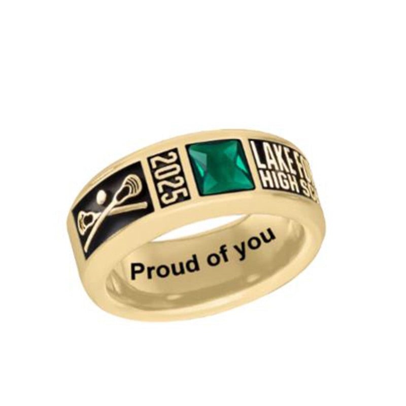 Sterling Silver Personalized Engraved Birthstone Class Ring