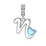 Sterling Silver Moonstone Initial Alphabet Charm Beads