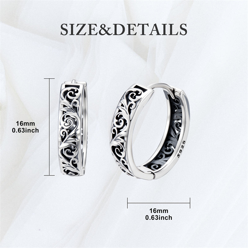 Sterling Silver Vintage Filigree Hoop Earrings