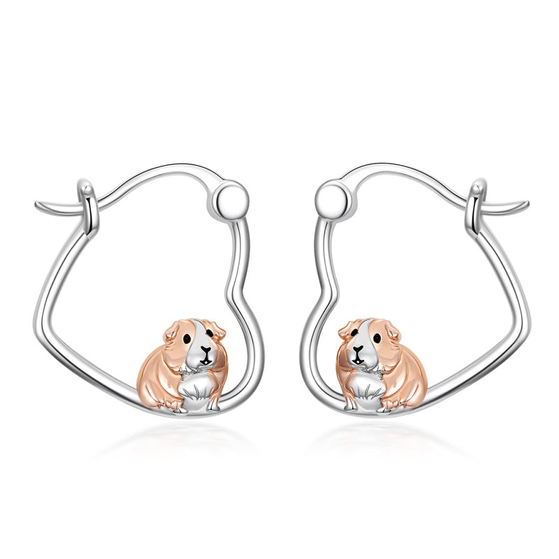 Sterling Silver Guinea Pig Hoop Earrings