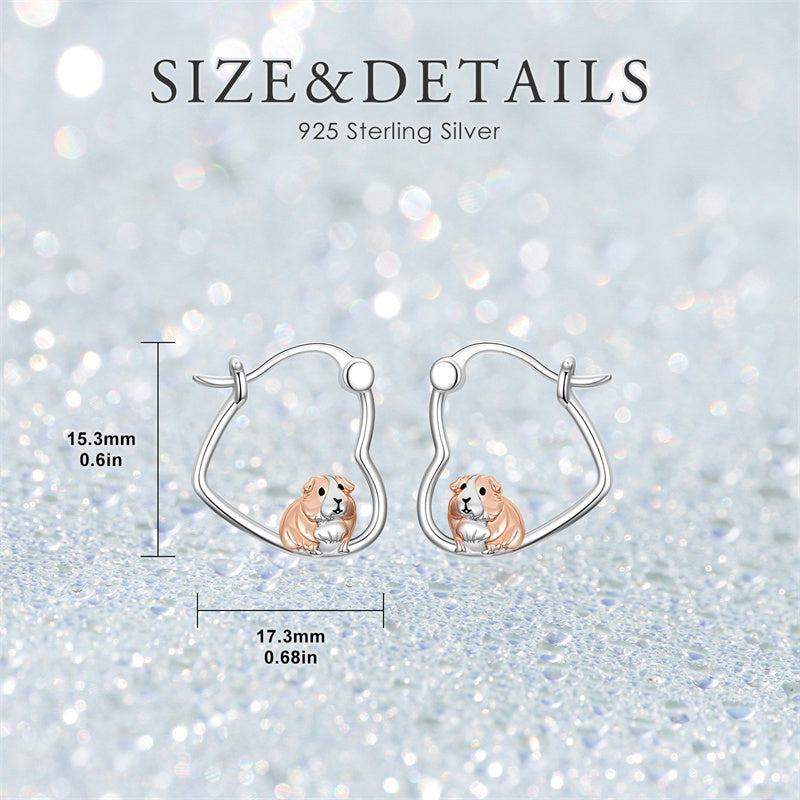 Sterling Silver Guinea Pig Hoop Earrings