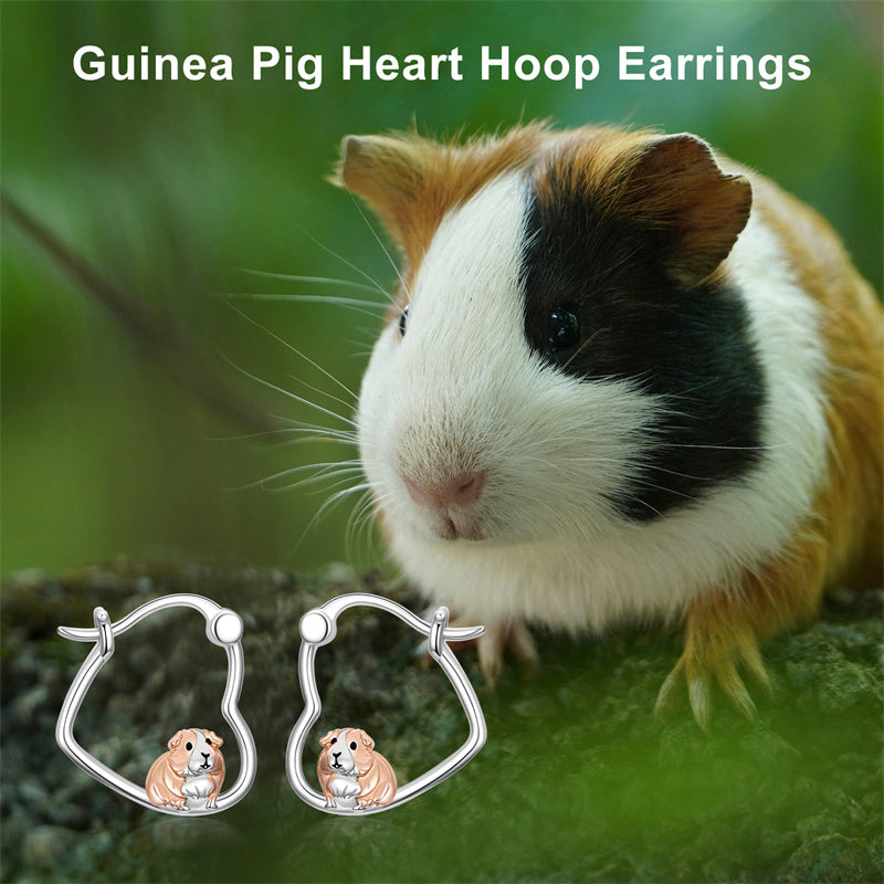 Sterling Silver Guinea Pig Hoop Earrings
