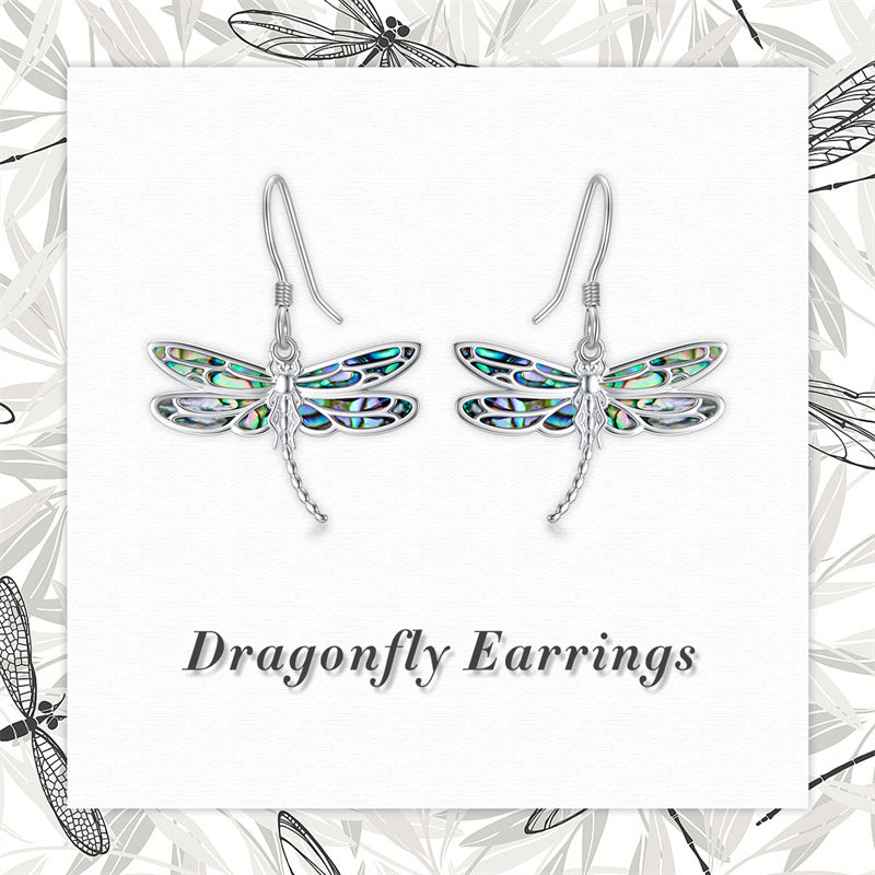 Sterling Silver Big Dragonflies Dangle  Earrings