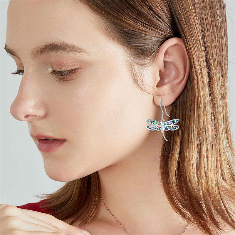 Sterling Silver Big Dragonflies Dangle  Earrings