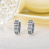 Sterling Silver Owl Hoop Earrings