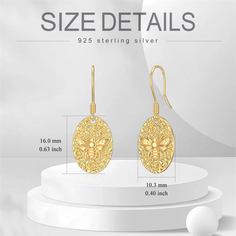 Sterling Silver  Bee Dangle Earrings