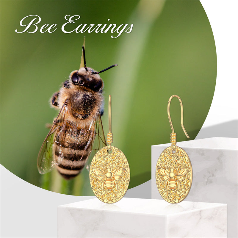 Sterling Silver  Bee Dangle Earrings