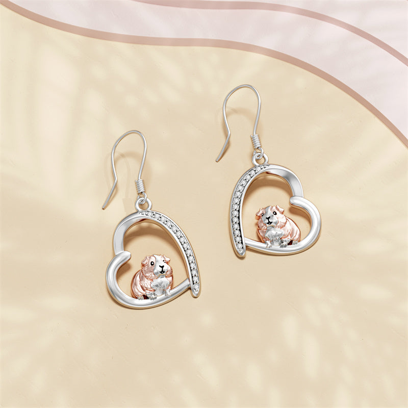 Sterling Silver Guinea Pig Dangle Drop Earrings