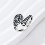 Sterling Silver Hummingbird Flower Adjustable Spoon Ring