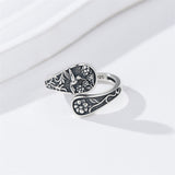 Sterling Silver Hummingbird Flower Adjustable Spoon Ring
