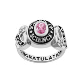 Sterling Silver Personalized Birthstone Engraved  2025 Graduation Class Ring for Women