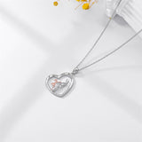 Sterling Silver Father Daughter Heart Pendant Necklace from Dad Gift for Daughter