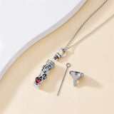 Sterling Silver 12 Birthstone Birth Flower  Urn Necklace for Ashes