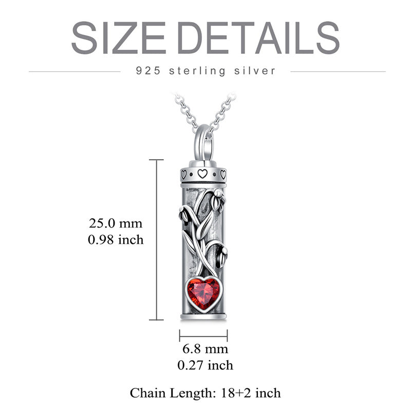 Sterling Silver 12 Birthstone Birth Flower  Urn Necklace for Ashes