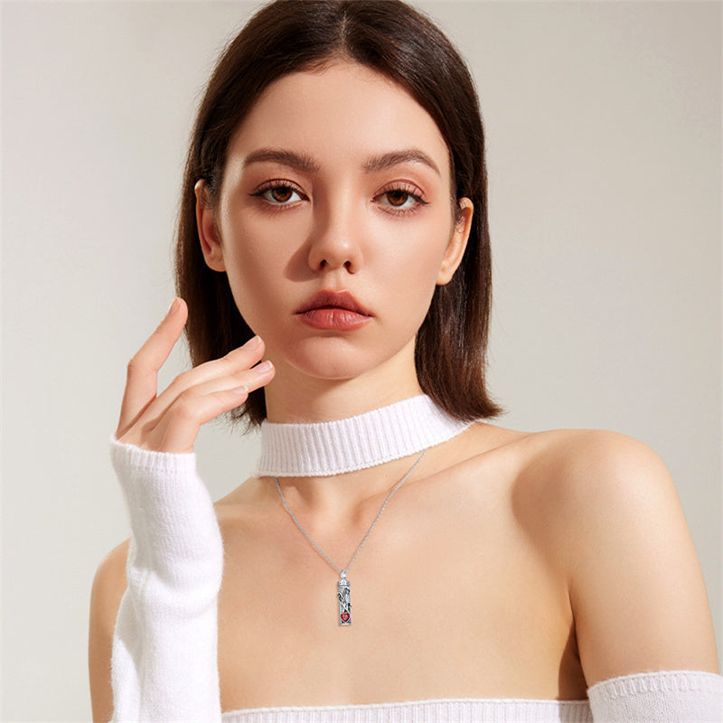 Sterling Silver 12 Birthstone Birth Flower  Urn Necklace for Ashes