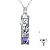 Sterling Silver 12 Birthstone Birth Flower  Urn Necklace for Ashes