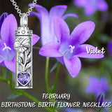 Sterling Silver 12 Birthstone Birth Flower  Urn Necklace for Ashes