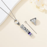 Sterling Silver 12 Birthstone Birth Flower  Urn Necklace for Ashes