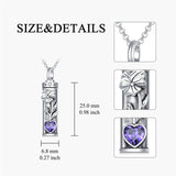Sterling Silver 12 Birthstone Birth Flower  Urn Necklace for Ashes