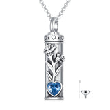 Sterling Silver 12 Birthstone Birth Flower  Urn Necklace for Ashes