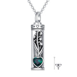 Sterling Silver 12 Birthstone Birth Flower  Urn Necklace for Ashes