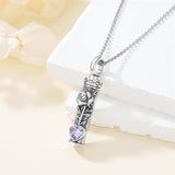 Sterling Silver 12 Birthstone Birth Flower  Urn Necklace for Ashes