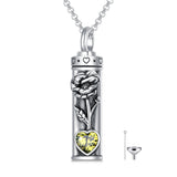 Sterling Silver 12 Birthstone Birth Flower  Urn Necklace for Ashes