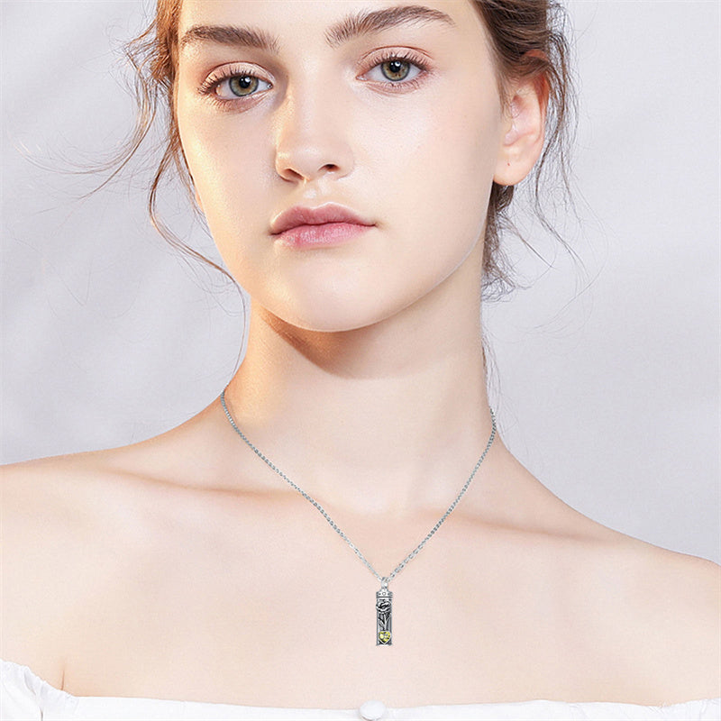 Sterling Silver 12 Birthstone Birth Flower  Urn Necklace for Ashes