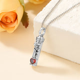 Sterling Silver 12 Birthstone Birth Flower  Urn Necklace for Ashes