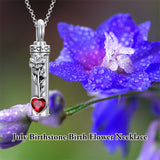Sterling Silver 12 Birthstone Birth Flower  Urn Necklace for Ashes