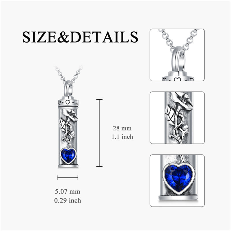 Sterling Silver 12 Birthstone Birth Flower  Urn Necklace for Ashes