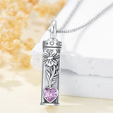 Sterling Silver 12 Birthstone Birth Flower  Urn Necklace for Ashes