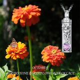 Sterling Silver 12 Birthstone Birth Flower  Urn Necklace for Ashes