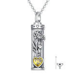 Sterling Silver 12 Birthstone Birth Flower  Urn Necklace for Ashes