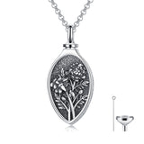 Sterling Silver 12 Month Birth Flower Urn Necklace for Ashes