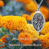 Sterling Silver 12 Month Birth Flower Urn Necklace for Ashes