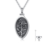 Sterling Silver 12 Month Birth Flower Urn Necklace for Ashes