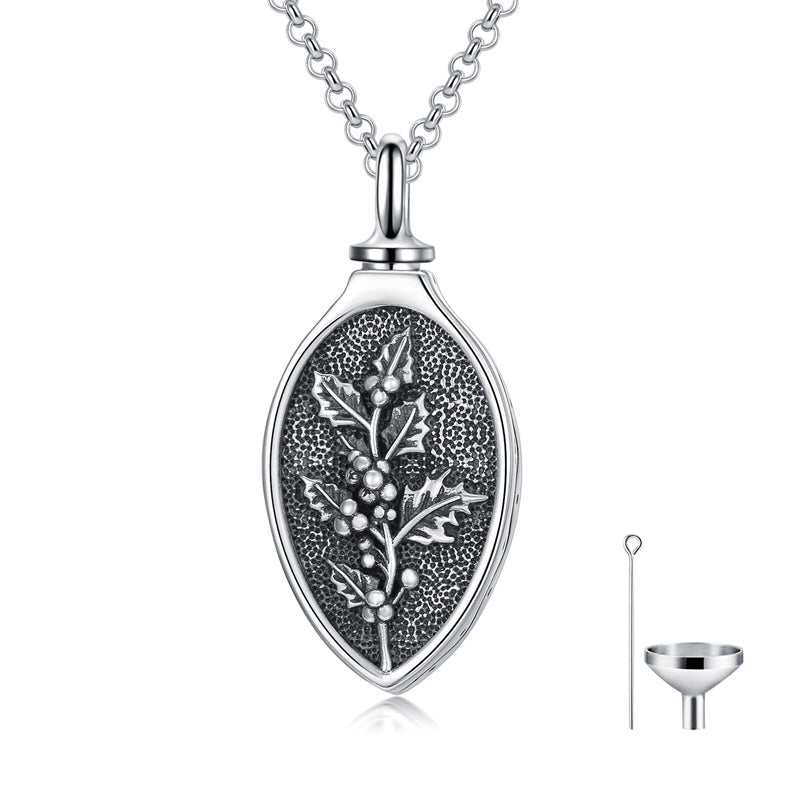 Sterling Silver 12 Month Birth Flower Urn Necklace for Ashes