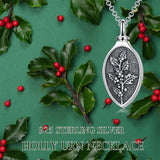 Sterling Silver 12 Month Birth Flower Urn Necklace for Ashes