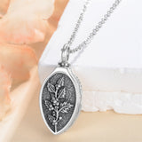 Sterling Silver 12 Month Birth Flower Urn Necklace for Ashes