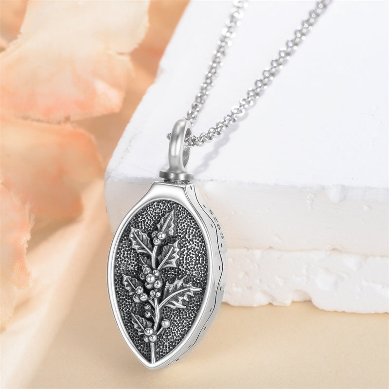 Sterling Silver 12 Month Birth Flower Urn Necklace for Ashes