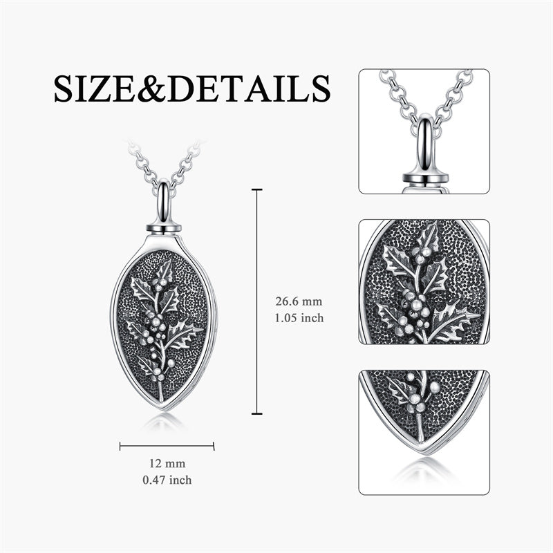 Sterling Silver 12 Month Birth Flower Urn Necklace for Ashes