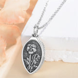 Sterling Silver 12 Month Birth Flower Urn Necklace for Ashes